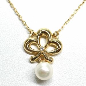 TASAKI(田崎真珠)《Pt850 アコヤ本真珠/天然ダイヤモンドネックレス》J 約2.6g 約40cm 0.05ct necklace ジュエリー jewelry EA2/EA3す