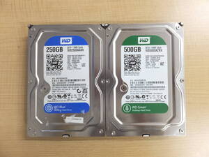 （中古）3.5インチ 500GB.250GB SATAハードディスク（2個セット）