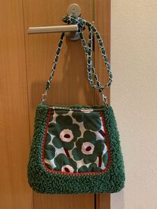 ☆ハンドメイド☆マリメッコ生地×ボア☆ショルダーbag☆