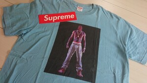 supreme シュプリーム tupac 2pac Tシャツ Mサイズ 水色 ステッカー付き