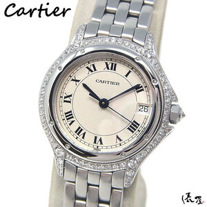 【カルティエ】パンテール クーガー SM ダイヤベゼル 極美品 レディース 時計 cartier 俵屋