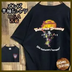 カリフォルニア アメリカ バックプリント Tシャツ ブラック USA古着 半袖