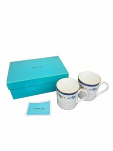 Y-524【未使用？TIFFANY&CO ペア　マグカップ　フローラル　箱有　ティファニー】