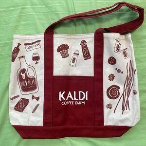 【トートバッグ】KALDI カルディ エコバッグ　①赤