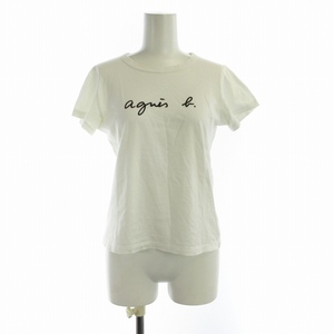 アニエスベー agnes b. ロゴTシャツ カットソー プリント 半袖 T1 S 白 ホワイト EA72S137 /RO レディース