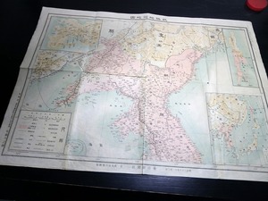 ☆E0060明治38年（1905）中国朝鮮樺太古地図「戦勝紀念地図」1点/毎日新聞社