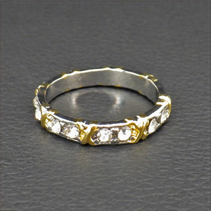 [RING] White & Yellow Gold Plated エターナル CZ エックス クロスデザイン ホワイト イエロー ゴールド リング 15号