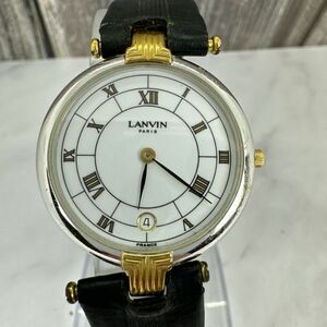 A2411-2-3 １円スタート 稼働品 クオーツ LANVIN　ランバン　ボーイズサイズシルバー　白文字盤 デイト　ローマン