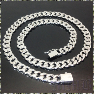 [NECKLACE] 925 Silver Plated スクエア ロック バックル オーバル 2面 喜平 チェーン シルバー ネックレス 10x600mm (85g)