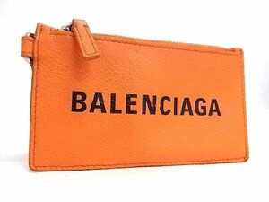 1円 BALENCIAGA バレンシアガ 594548 レザー パスケース カードケース 定期入れ レディース メンズ オレンジ系 BF8185