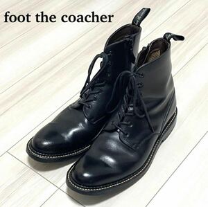 ★foot the coacher フットザコーチャー サイドジップ ブーツ レザー ショートブーツ 黒 ブラック 26cm★