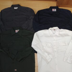 Dickies ワーク シャツ 長袖 古着 ４着セット ディッキーズ アメリカ USA アメカジ 中古品