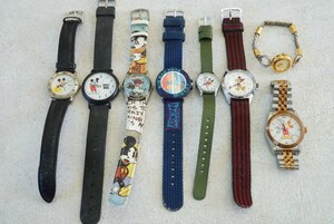 F534 Disney/ディズニー MICKEY MOUSE/ミッキーマウス 腕時計 懐中時計 8点セット アクセサリー 大量 まとめて おまとめ まとめ売り 不動品