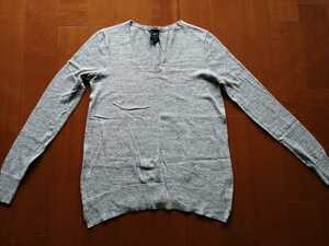 GAP　ギャップ　長袖薄手セーター　XXS 美品　グレー　コットン100%
