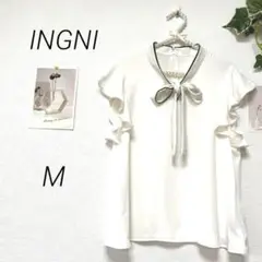 5780-1 INGNI イング  袖フリルリボンブラウス M フェミニン 上品