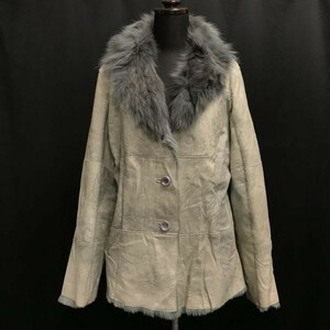 マーファス/MORPHEUS★ふわモコ触感/ラビット＆ブルーフォックスファー/レザーコート【M/グレー系/gray】Coats◆pBH354