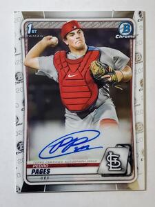 2020 TOPPS BOWMAN CHROME 1ST PEDRO PAGES 直書き 直筆サインカード　ON CARD AUTO 