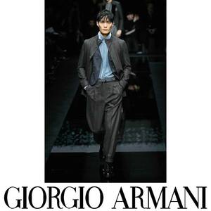 ②コレクション仕様 エレガントの最高峰 ベルベットの贅沢な長袖シャツ MLサイズ GIORGIOARMANI ジョルジオアルマーニ 48サイズ 40サイズ