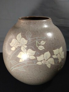 花瓶 壺 骨董　慶　作　蘭花