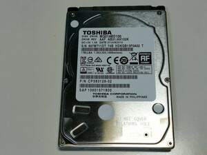 【使用時間48408時間】東芝 1TB(1000GB) HDD MQ01ABD100 2.5インチ 9.5mm厚 CrystalDiskInfo正常判定【11DT】