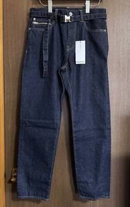 1新品 sacai x BEYONDEXX デニム パンツ ジーンズ ベルト付 23AW size 1 S ボトムス インディゴ サカイ メンズ ビヨンデックス Denim Pants