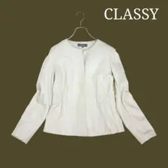 09T979☆ CLASSY ラムスキン 本革 ノーカラー レザージャケット M