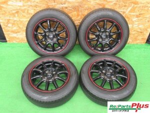 ★3007AMZ　社外アルミ　14×5.5J 4/100 +38　DUNLOP　EC300+　165/65R14　22年製　夏セット　4本　中古