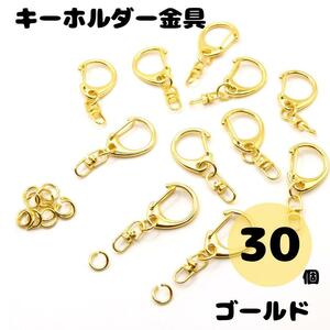 キーホルダー ナスカン ゴールド 金具 30個 フック チェーン