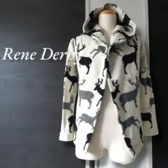 Rene Derby フード付き総柄カウチン ラムウールコート ビックシルエット