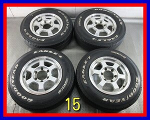 ■中古タイヤホイール■　15インチ 6J +33 6H 139.7 GOODYEAR EAGLE＃1 195/80R15 107/105L LT ４本 ジャンク 激安 送料無料 K172