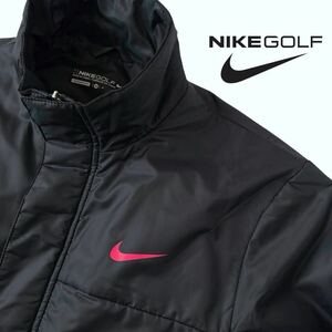 (美品) ナイキゴルフ NIKE GOLF ダブルジップ 中綿ジャケット M ブラック レッド ジャケット 黒