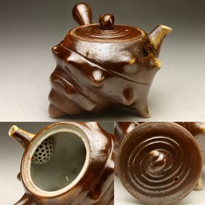 【余韻】 煎茶道具 栄螺形 急須★煎茶急須 無傷美品＜同梱可＞