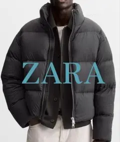 ✨️定価以下✨️ZARA クロップド 短丈 ダウンジャケット ダークグレー