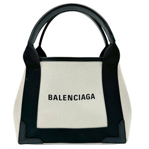 バレンシアガ BALENCIAGA ハンドバッグ ネイビーカバスXS キャンバス ブラック×アイボリー z1262