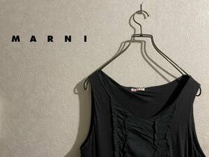 ◯ イタリア製 MARNI フリル テーピング ノースリーブ ワンピース / マルニ カットソー コットン ミニ グレー 38 Ladies #Sirchive