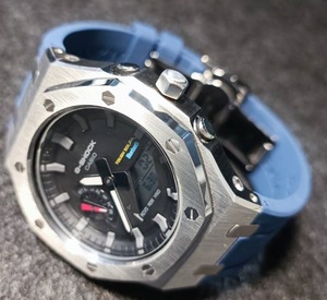 銀青 GA2100 GA2110 GAB2100 GA-2100 カシオーク ステンレス メタルバンド カスタム 金属 ケース GSHOCK Gショック G-SHOCK ジーショック