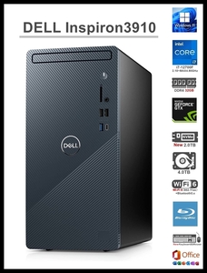 ★DELL Inspiron3910/i7-12700F 12コア/RAM 32GB/新品 NVMe SSD 2TB/HDD 4TB/GTX1650 4GB/Wi-Fi6/Blu-ray/USB3.2/Win11Pro/Office2021★