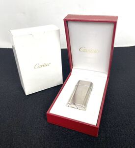 ●Cartier カルティエ ガスライター シルバーカラー 箱付き SWISS スイス製 CA120116 オーバル プラチナフィニッシュ●