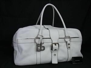 1円 ■美品■ DOLCE＆GABBANA ドルチェ&ガッバーナ レザー ボストンバッグ ハンドバッグ トラベルバッグ アイボリー系 FA9929