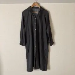 MUJI フランネル　ダークグレーワンピース M-Lサイズ