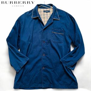 BURBERRY LONDON バーバリーロンドン メンズ カバーオールシャツ オープンカラー ノバチェック Navy/紺 size L