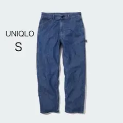 2388【UNIQLO】デニムワークパンツ（S)コットンリネン　ハンマーループ