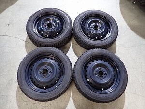 YS14364【送料無料155/65R14】ミラ イース ココア タント ウェイクムーブ等 中古スタッドレス鉄セット★14×4.5J 100/4H ET約45★