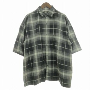 クーティー COOTIE 23SS R/C Ombre Check S/S Shirt オンブレチェックシャツ レギュラーカラー ボックスカット CTE-23S407 黒 グレー M