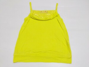 コキュ cocue キャミソール レース 装飾 黄色 イエロー yellow 無地 シンプル ワールド カジュアル タンクトップ トップス ノースリーブ