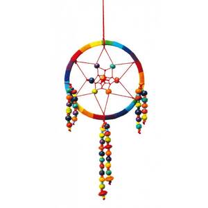 ★【新品即決】ドイツ発「Dreamcatcher/ドリームキャッチャー」 Mandella/曼荼羅 with wooden beads -レインボー- (SDC-2) / ギフトにも!!!