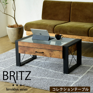 送料無料　BRITZ　ブルックリンシリーズ　ヴィンテージ風　FBR-0005　センターテーブル　横幅75cm　BKBR　テレワーク　コンパクトで最適