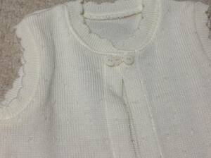 未使用！ベルコット、サイズ50~70、オフ白、ベスト 裾透かし編み
