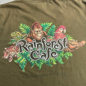 90年代～ RAINFOREST CAFE DOWN TOWN DISNEY アニマル 企業ロゴ バックプリントTシャツ メンズXL