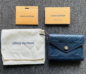 美品 LOUIS VUITTON ポルト ポルトフォイユ ネイビー 三折り 財布 ルイヴィトン モノグラム アンプラント ヴィクトリーヌ マリーヌルージュ